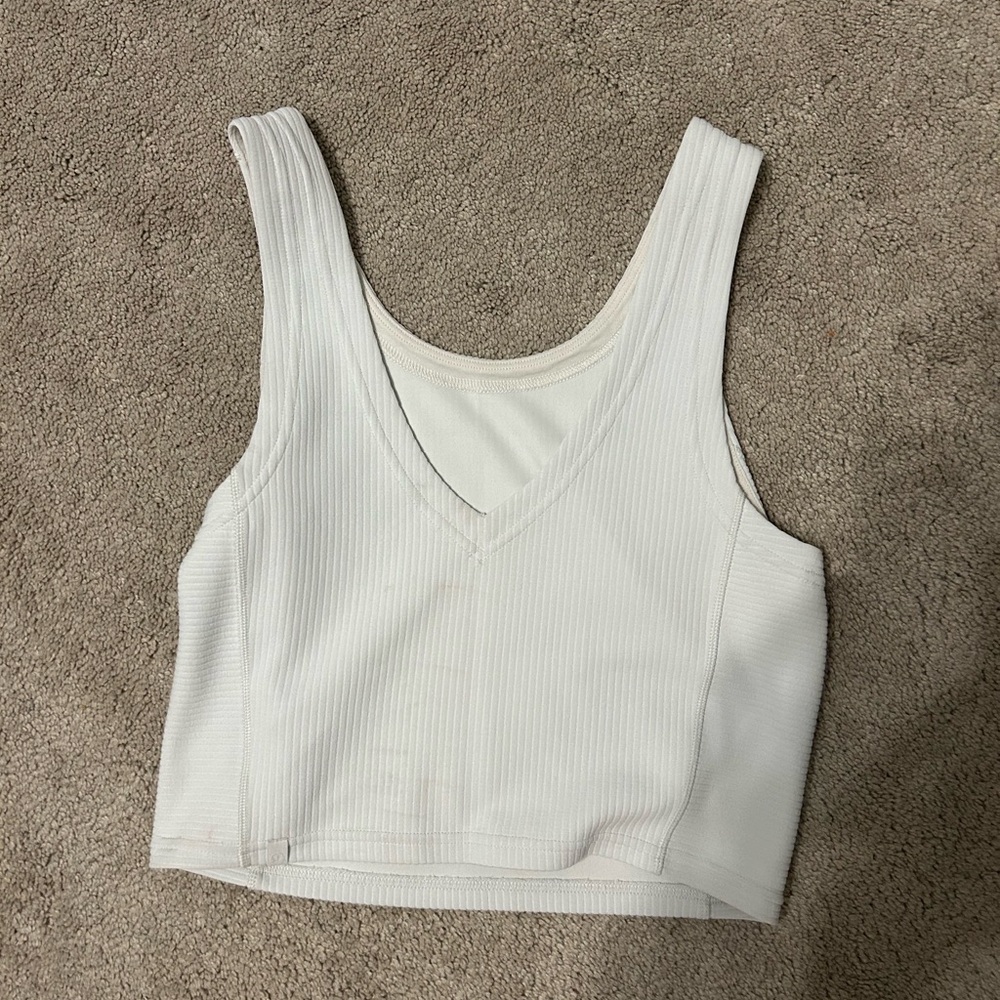 Lululemon Athletica White Ribbed Crop Top